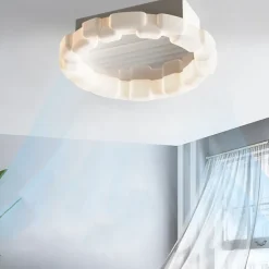 Ceiling Fans with Lights Flush Mount Low Profile Indoor Ceiling Fan,19.5" Dimmable Bladeless Ceiling Fans with Remote Control,Smart 3 Colors 6 Speeds Reversible