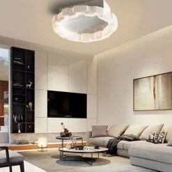 Ceiling Fans with Lights Flush Mount Low Profile Indoor Ceiling Fan,19.5