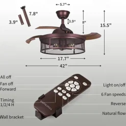 Ceiling Fans with Lights 5-Light 19.5