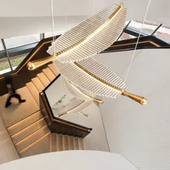 Ceiling Light 30/40/60/80cm Modern Leaf LED Chandelier Luxury Gold Kitchen Island Lights丨Acylic Lighting Hanging Fixtures Dining Room Ceiling Light Home Bar Art Suspension Luminaire Lamp