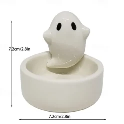 Ceramic Ghost Candle Holder, Halloween Decoration, Cute Aromatherapy Candle Stand, INS Inspired, Perfect Halloween Gift (Candle Holder Only, Candle Not Included)