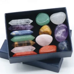 Chakra Healing Stones Set Natural Spar Hexagonal Column Double Point 7 Irregular 7 Set Gift Box
