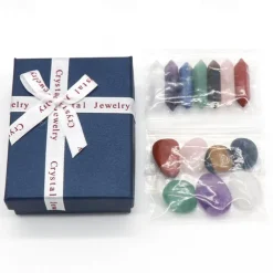 Chakra Healing Stones Set Natural Spar Hexagonal Column Double Point 7 Irregular 7 Set Gift Box