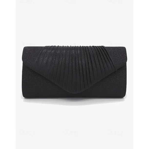 Champagne Glitter Evening Clutch Bag with Pleated Design – Elegant Handbag for Women, Perfect for Weddings, Parties, and Formal Events
