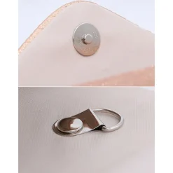 Champagne Glitter Evening Clutch Bag with Pleated Design – Elegant Handbag for Women, Perfect for Weddings, Parties, and Formal Events