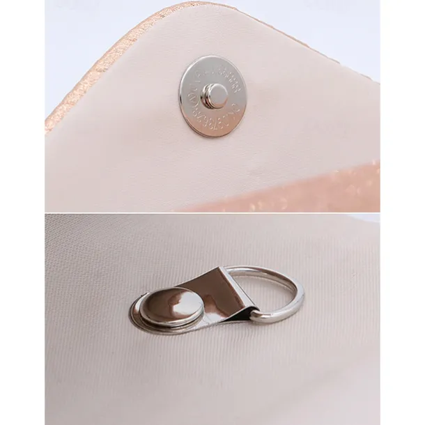 Champagne Glitter Evening Clutch Bag with Pleated Design – Elegant Handbag for Women, Perfect for Weddings, Parties, and Formal Events