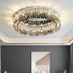 Chandelier 60/80cm LED Crystal Ceiling Light Circle Design Unique Design Flush Mount Lights Stainless Steel LED Nordic Style 110-240V
