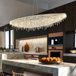 Chandelier LED Crystal 80 cm /8 Light Flush Mount Lights Spiral Staircase Long Chandelier Villa Stair Light Duplex Chandelier 110-240V