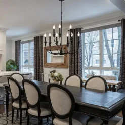 Chandelier 6-Light Modern Farmhouse Chandelier Wrought Iron Classic Candle Ceiling Pendant Light Fixture for Dining Room Living Room Kitchen Island Entry Stairwell, Dia 26