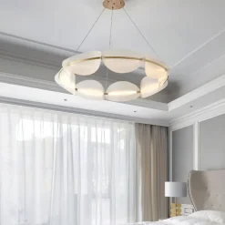 Chandelier Lighting 3 Color 60cm Acrylic Pendant Lamp Living Room Bedroom Dining Room Coffee Store Bar Hotel Decorate Fixtures Pearl Necklace Shape Hanging Light 110-240V
