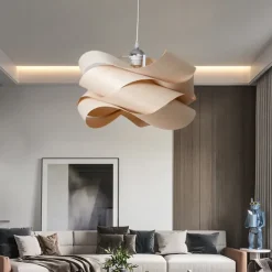 Chandeliers 45/60cm Wood Unique Flower Design Pendant Lighting E27 Ceiling Light Fixture Fixtures for Dining Room Kitchen Living Room Bedroom 110-240V