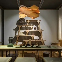 Chandeliers 45/60cm Wood Unique Flower Design Pendant Lighting E27 Ceiling Light Fixture Fixtures for Dining Room Kitchen Living Room Bedroom 110-240V