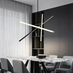 Chandeliers LED Sputnik Chandelier Dia68CM Aluminum Frame Black Painted Finishes for Living Room Bedroom Coffee Bar Warm WhiteWhite Light