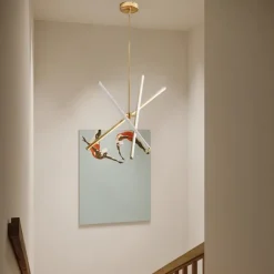 Chandeliers LED Sputnik Chandelier Dia68CM Aluminum Frame Black Painted Finishes for Living Room Bedroom Coffee Bar Warm WhiteWhite Light