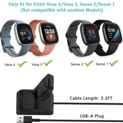 Charger Dock for Fitbit Sense/Sense 2/Versa 4/Versa 3, Uskiim Anti-Slip Charging Dock Station Base Cradle with 3.3FT USB Cord Replacement for Fitbit Sense Charger