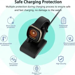 Charger Dock for Fitbit Sense/Sense 2/Versa 4/Versa 3, Uskiim Anti-Slip Charging Dock Station Base Cradle with 3.3FT USB Cord Replacement for Fitbit Sense Charger