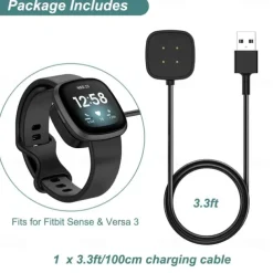 Charger for Fitbit Sense/Sense 2/Versa 3/Versa 4, Replacement Charging Cable Cord Magnetic Dock Stand for Fitbit Sense 1/2, Versa 3/4 Smartwatch