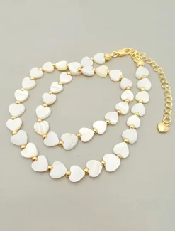 Charming Heart-Shaped Shell Necklace - Elegant Adjustable Gold Chain for Women