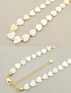 Charming Heart-Shaped Shell Necklace - Elegant Adjustable Gold Chain for Women