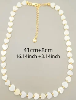 Charming Heart-Shaped Shell Necklace - Elegant Adjustable Gold Chain for Women