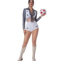 Cheerleader Halloween Outfits Costume Two Piece Set Drag & Glam Star Print Adults' Women's Halloween Carnival Pride Parade Pride Month Easy Halloween Costumes Dress Up