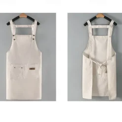 Chef Apron For Women and Men, Kitchen Cooking Apron, Personalised Gardening Apron with Pocket, Cotton Canvas Work Apron Cross Back Heavy Duty Adjustable