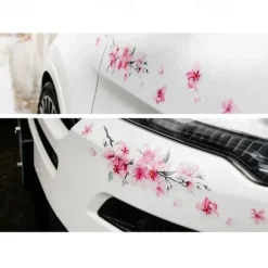 Cherry Blossom Floral Car Stickers Love Pink Car Tuning Styling Accessories