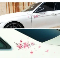 Cherry Blossom Floral Car Stickers Love Pink Car Tuning Styling Accessories
