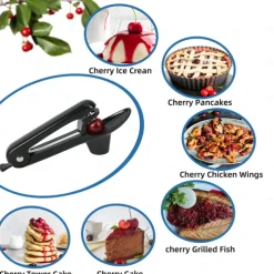 Cherry Pitter - Stainless Steel Cherries Corer Pitter Tool with Hand-held Push Design, Save Time & Space for Making Cherry Jam with Lock Design