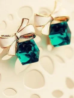 Chic & Modern Street Geometry Earring / Elegant Charm Cube and Bowknot Earrings for Woman/ Party / Dailywear
