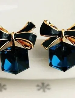 Chic & Modern Street Geometry Earring / Elegant Charm Cube and Bowknot Earrings for Woman/ Party / Dailywear