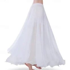 Chiffon Belly Dance Skirt for Women Belly Dancing Costume Outfit Tribal Maxi Full Skirts Solid Color Skirt Voile