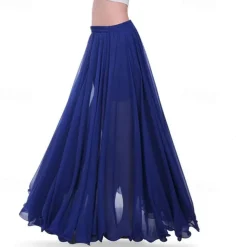 Chiffon Belly Dance Skirt for Women Belly Dancing Costume Outfit Tribal Maxi Full Skirts Solid Color Skirt Voile