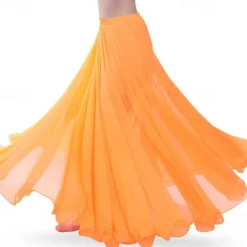 Chiffon Belly Dance Skirt for Women Belly Dancing Costume Outfit Tribal Maxi Full Skirts Solid Color Skirt Voile