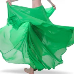Chiffon Belly Dance Skirt for Women Belly Dancing Costume Outfit Tribal Maxi Full Skirts Solid Color Skirt Voile