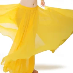Chiffon Belly Dance Skirt for Women Belly Dancing Costume Outfit Tribal Maxi Full Skirts Solid Color Skirt Voile