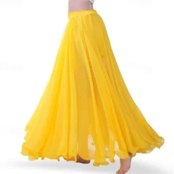 Chiffon Belly Dance Skirt for Women Belly Dancing Costume Outfit Tribal Maxi Full Skirts Solid Color Skirt Voile