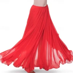 Chiffon Belly Dance Skirt for Women Belly Dancing Costume Outfit Tribal Maxi Full Skirts Solid Color Skirt Voile