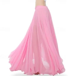 Chiffon Belly Dance Skirt for Women Belly Dancing Costume Outfit Tribal Maxi Full Skirts Solid Color Skirt Voile