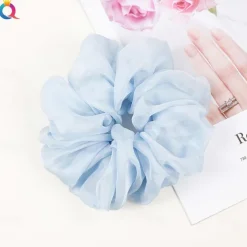 Chiffon Hair Rope Hair Ring Love Heart Printing Satin Fabric Covered Scrunchy Elastic Hair Bands Top Knots Ponytail Holder Accessories for Women