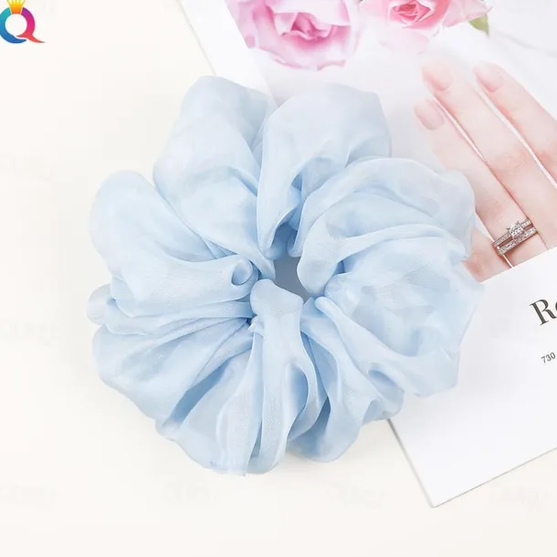 Chiffon Hair Rope Hair Ring Love Heart Printing Satin Fabric Covered Scrunchy Elastic Hair Bands Top Knots Ponytail Holder Accessories for Women