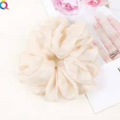 Chiffon Hair Rope Hair Ring Love Heart Printing Satin Fabric Covered Scrunchy Elastic Hair Bands Top Knots Ponytail Holder Accessories for Women