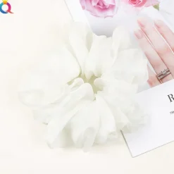 Chiffon Hair Rope Hair Ring Love Heart Printing Satin Fabric Covered Scrunchy Elastic Hair Bands Top Knots Ponytail Holder Accessories for Women