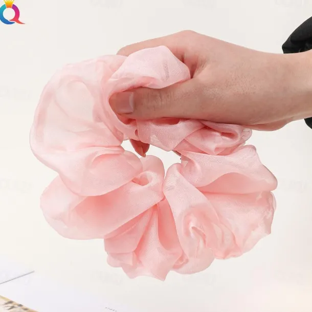 Chiffon Hair Rope Hair Ring Love Heart Printing Satin Fabric Covered Scrunchy Elastic Hair Bands Top Knots Ponytail Holder Accessories for Women