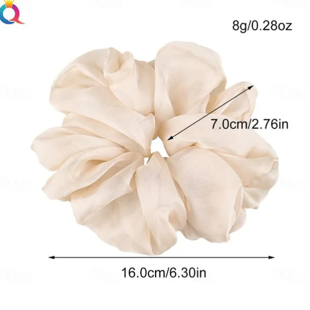 Chiffon Hair Rope Hair Ring Love Heart Printing Satin Fabric Covered Scrunchy Elastic Hair Bands Top Knots Ponytail Holder Accessories for Women
