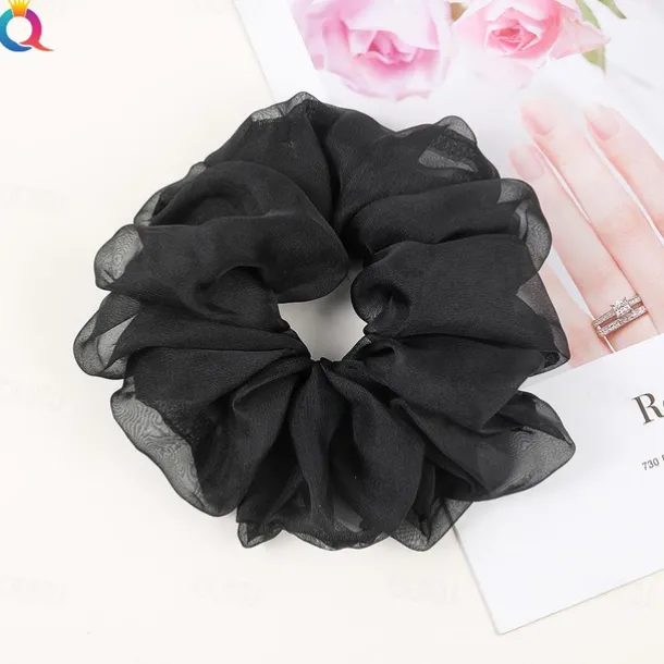 Chiffon Hair Rope Hair Ring Love Heart Printing Satin Fabric Covered Scrunchy Elastic Hair Bands Top Knots Ponytail Holder Accessories for Women