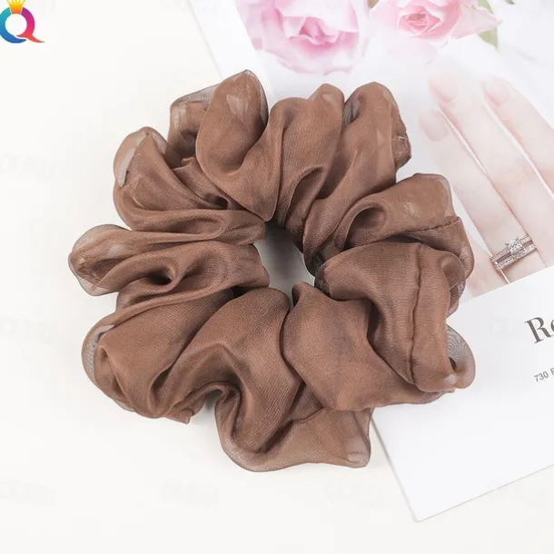 Chiffon Hair Rope Hair Ring Love Heart Printing Satin Fabric Covered Scrunchy Elastic Hair Bands Top Knots Ponytail Holder Accessories for Women