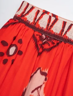 Chiffon Orange Printing Elegant Bohemia Midi Skirt
