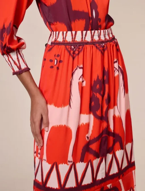 Chiffon Orange Printing Elegant Bohemia Midi Skirt