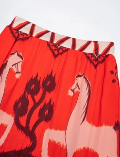 Chiffon Orange Printing Elegant Bohemia Midi Skirt